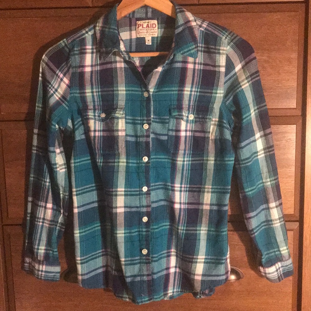 Old Navy Purple and Blue Plaid Flannel